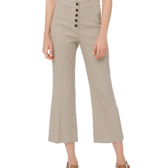 Veronica Beard Pants - Veronica Beard Houndstooth Wide Leg Crop Pant